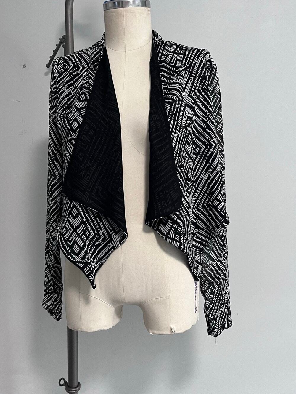 Vintage Charlotte Russe Y2K 90s Lightweight Open Front Jacket USA Made Geometric
